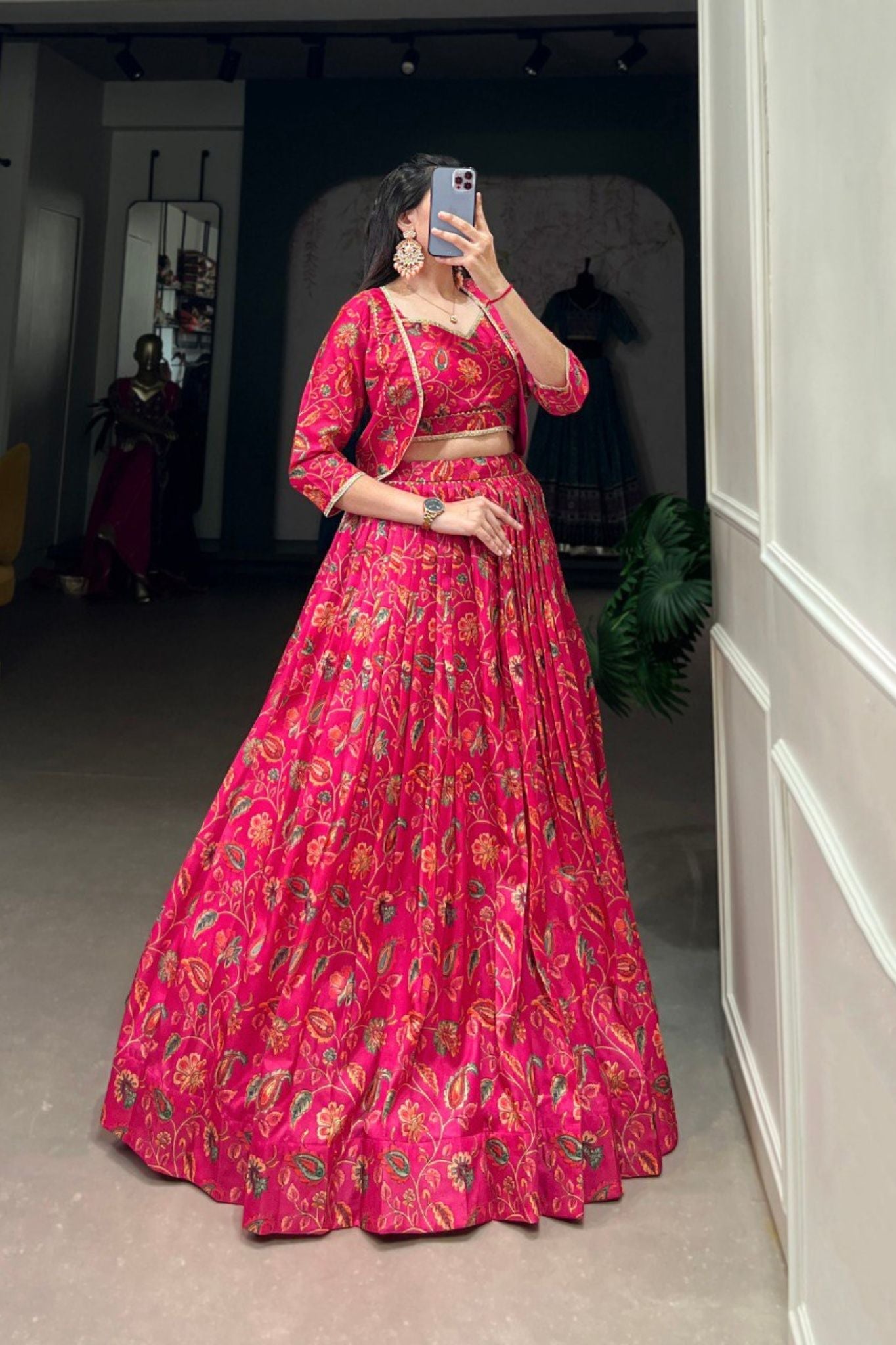 Embrace Printed Pink Elegance Wedding Lehenga