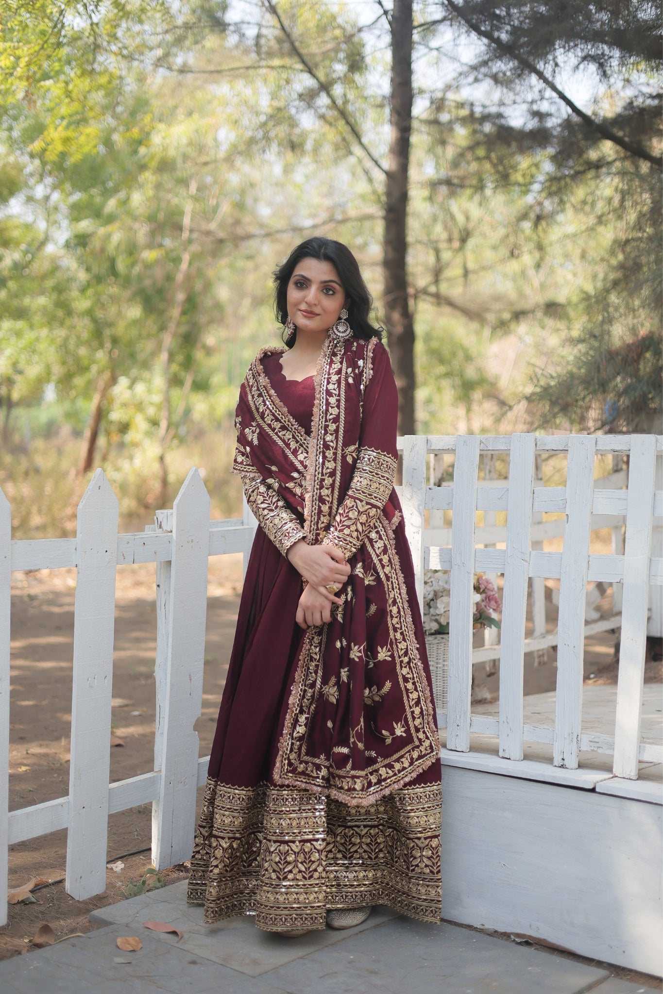 Dark Maroon Stunning Sequins Embroidered Anarkali Set