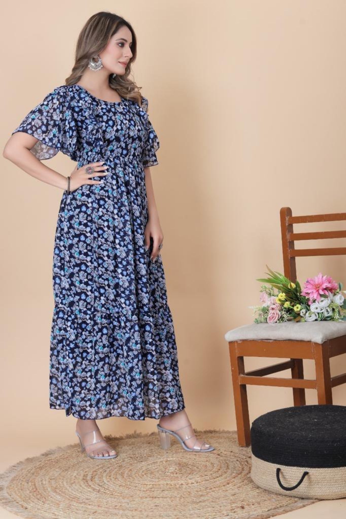 Stylish Blue Long Maxi Dress