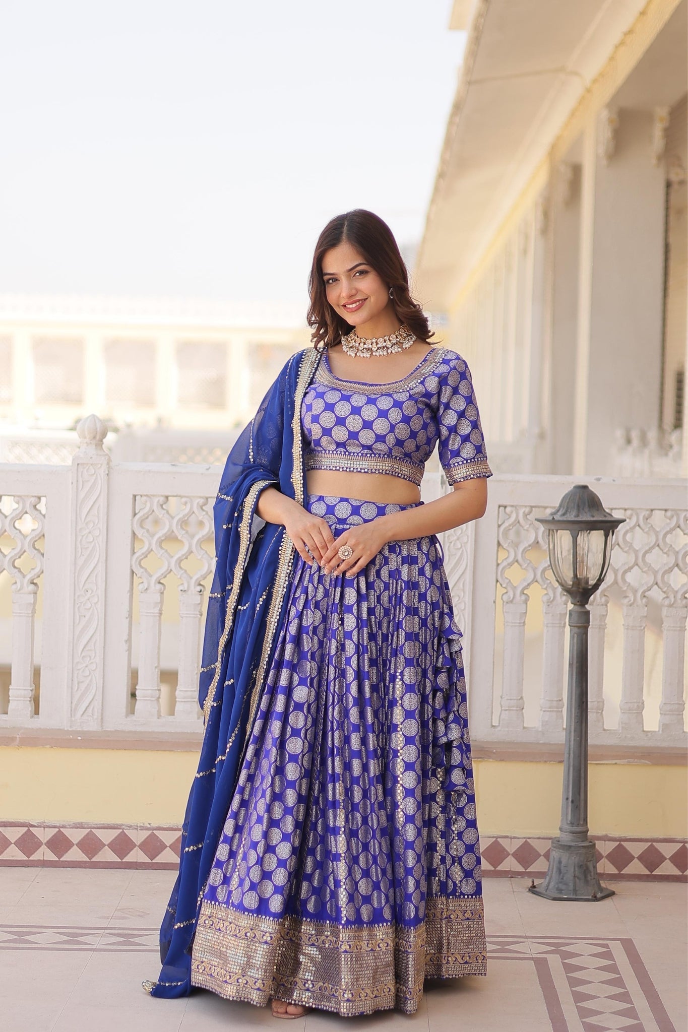 Pure Viscose Jacquard With  Embroidered Lehenga Choli For Women