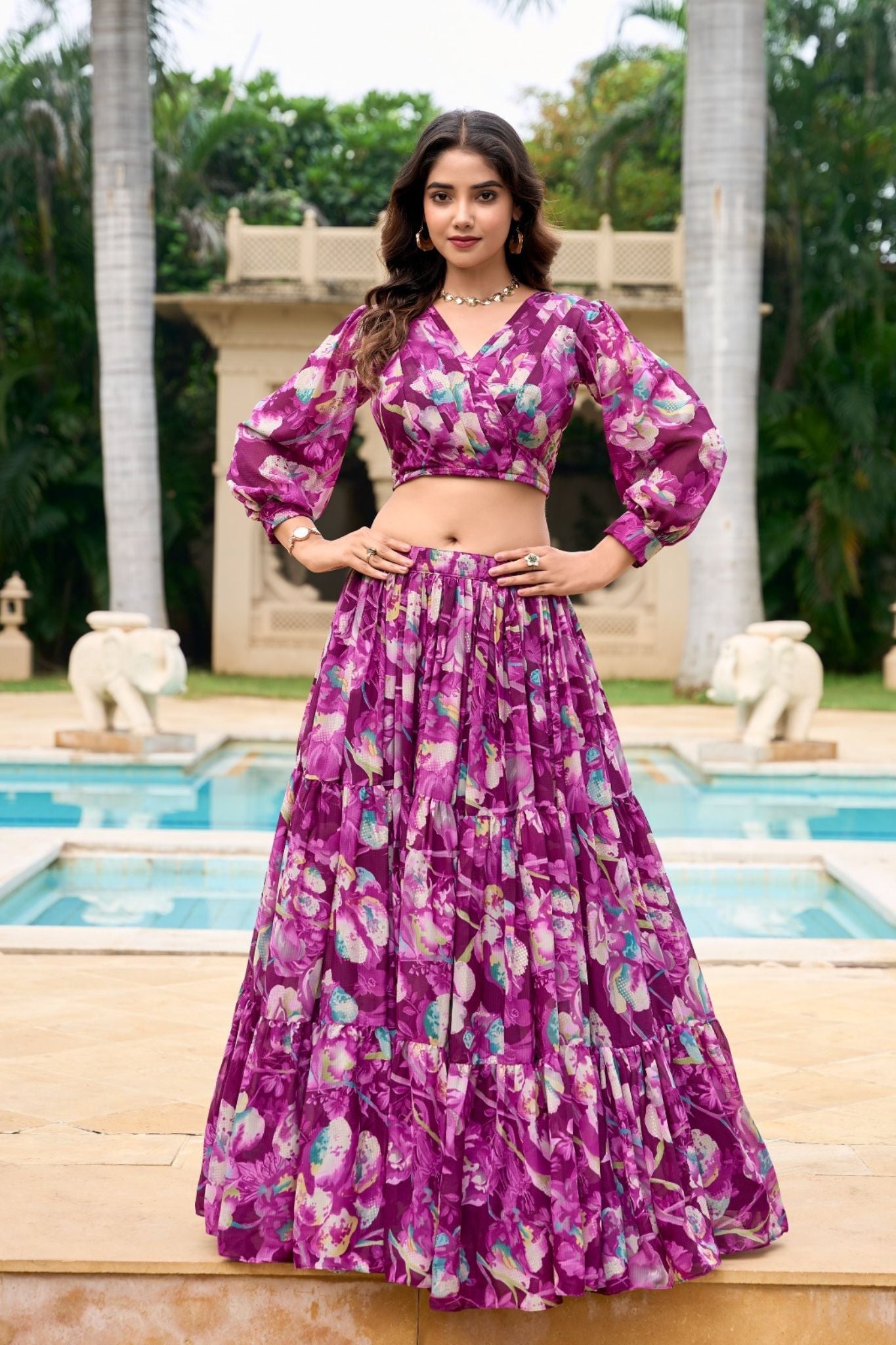 Flower Designer Georgette Floral Printed Co-Ord Set