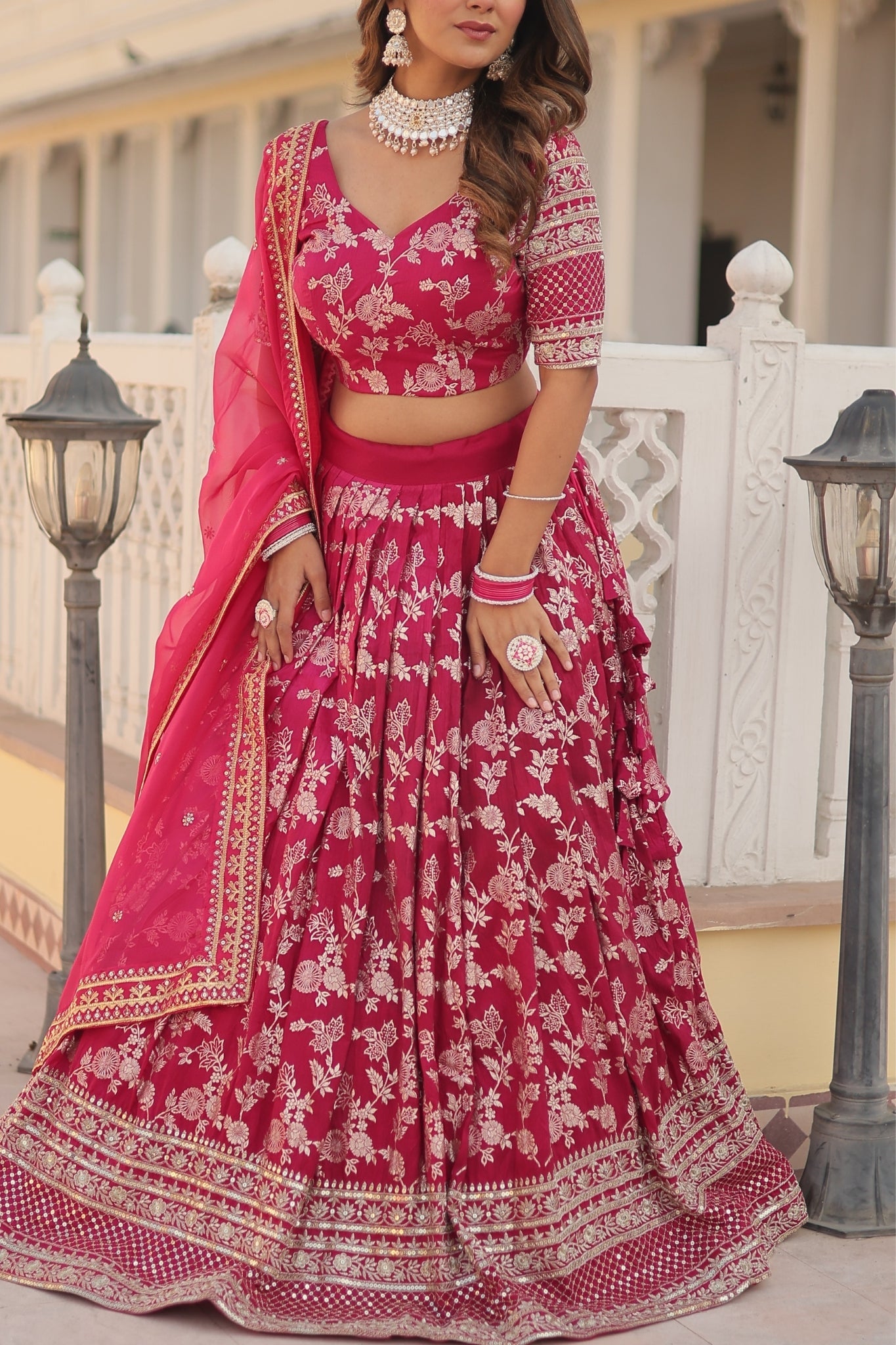 Pure Viscose Stylish Designer Jacquard Lehenga Choli