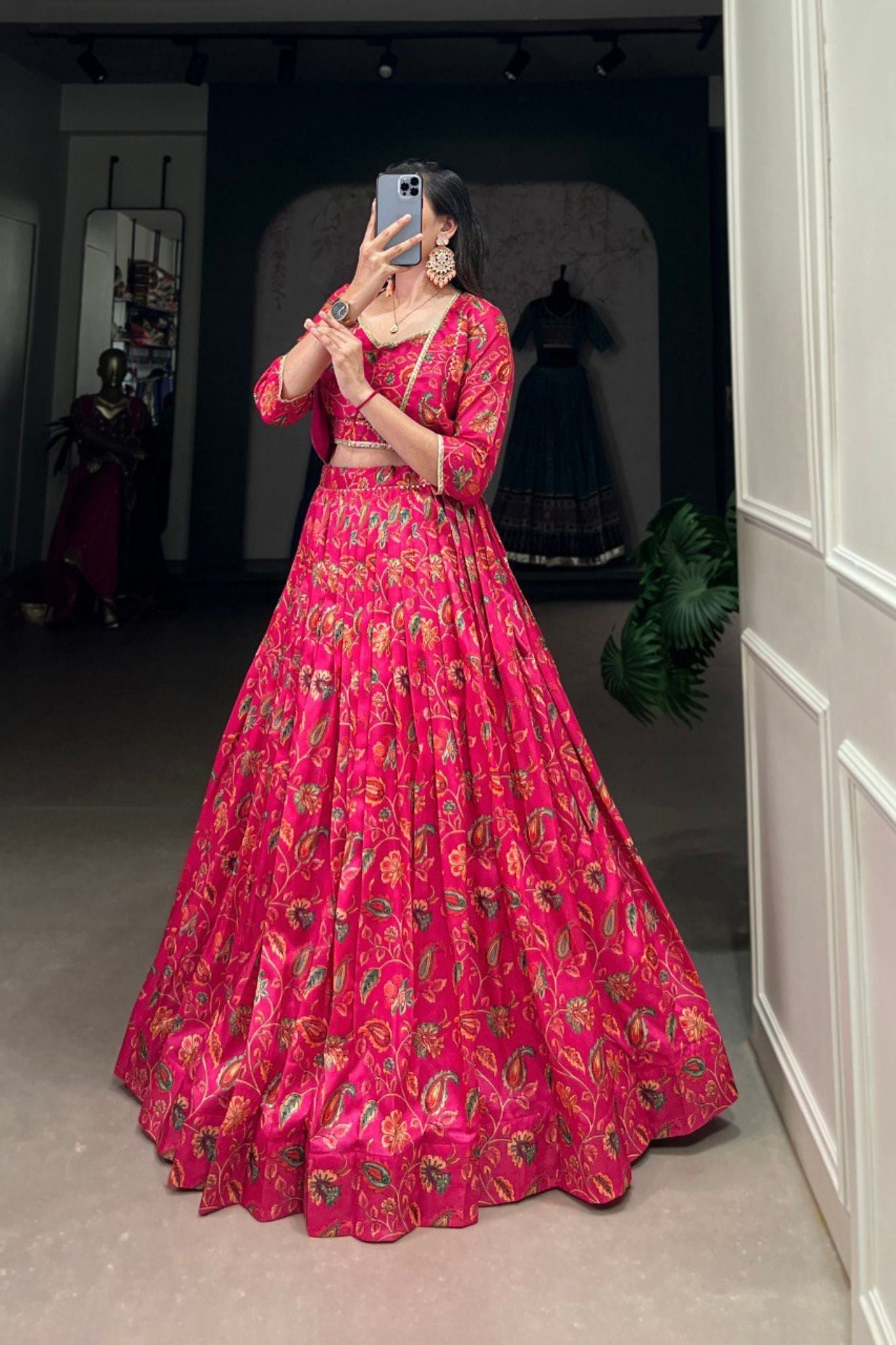 Embrace Printed Pink Elegance Wedding Lehenga