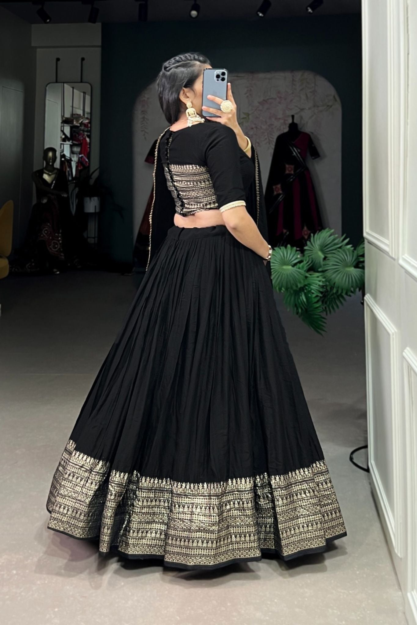 Pure Chanderi Plain With Zari Weaving Work Lehenga Choli