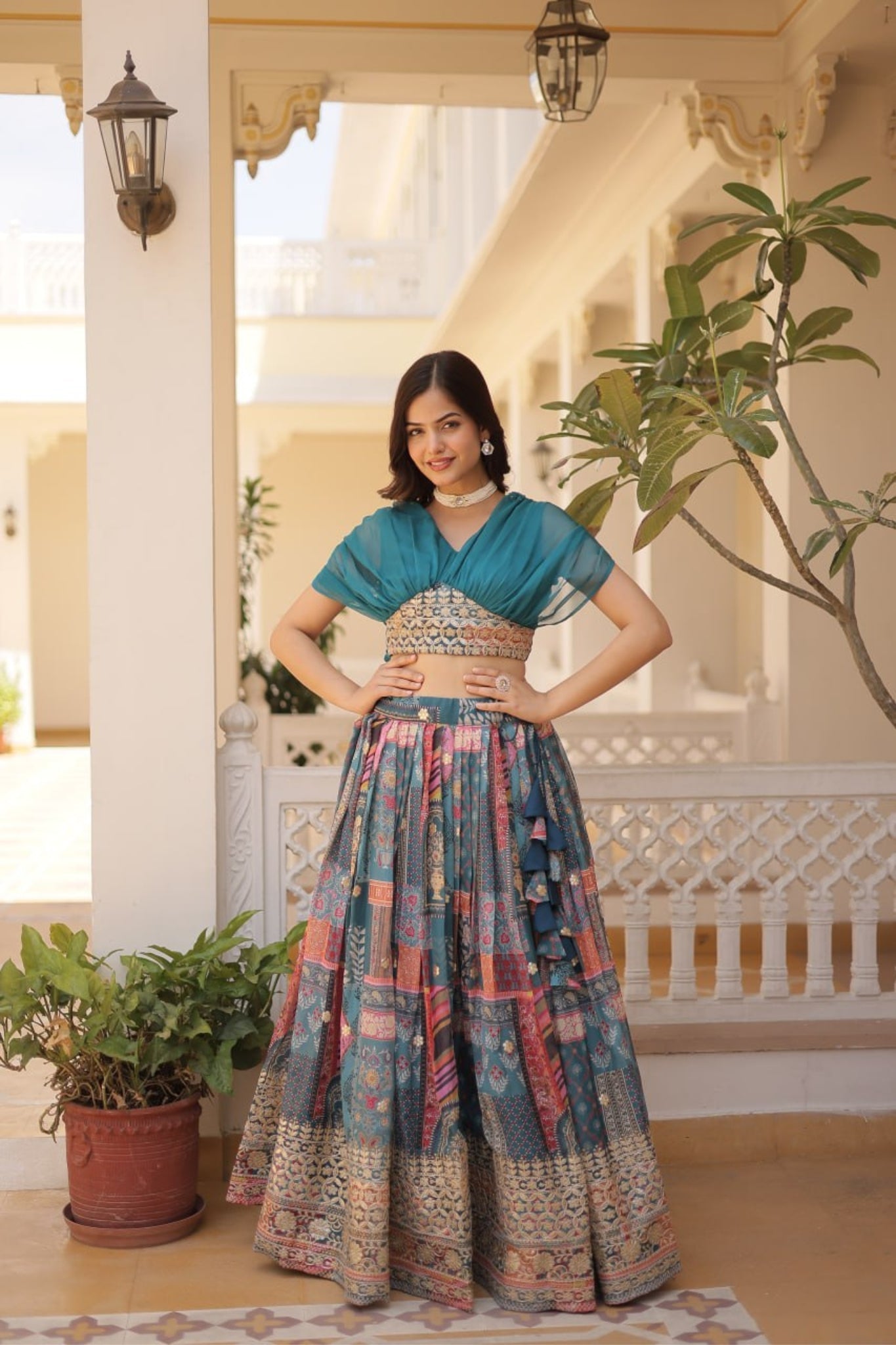 Stylish Printed With Foil Embroidery Work Lehenga Choli