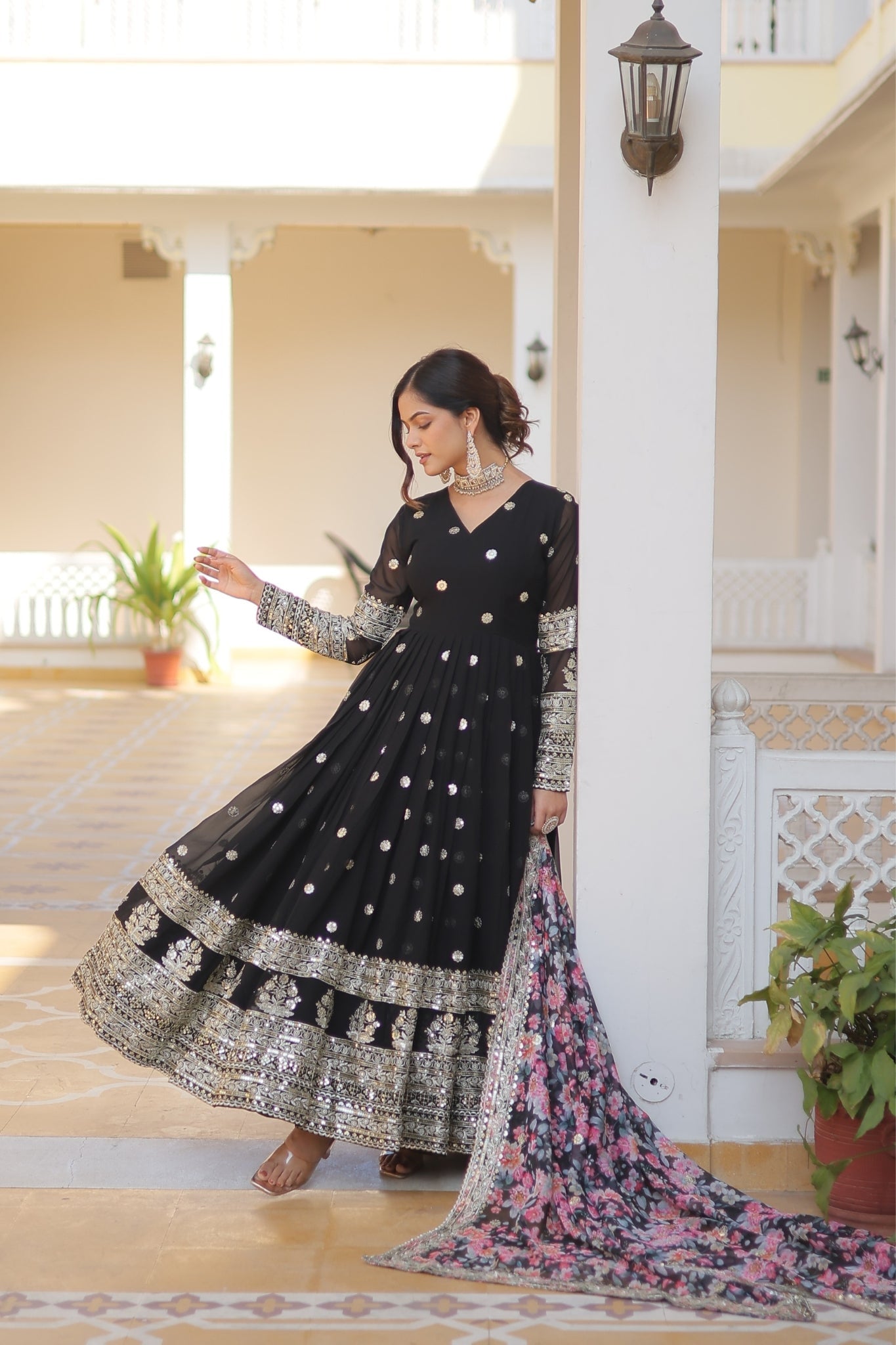 Stylish Beautiful Designer Women Gown With Dupatta Set