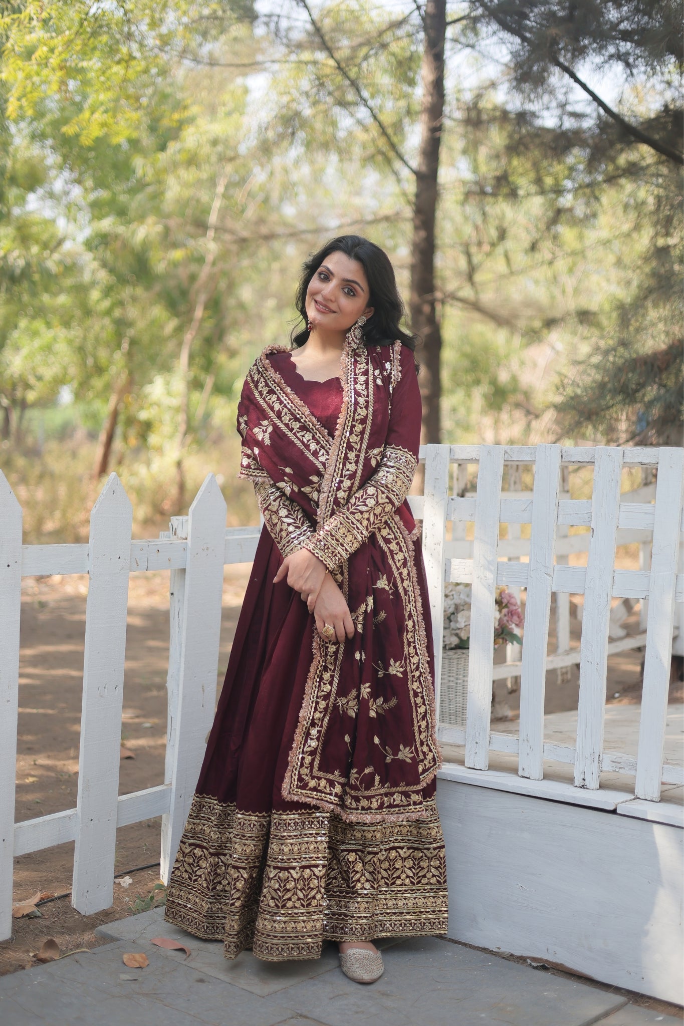 Dark Maroon Stunning Sequins Embroidered Anarkali Set