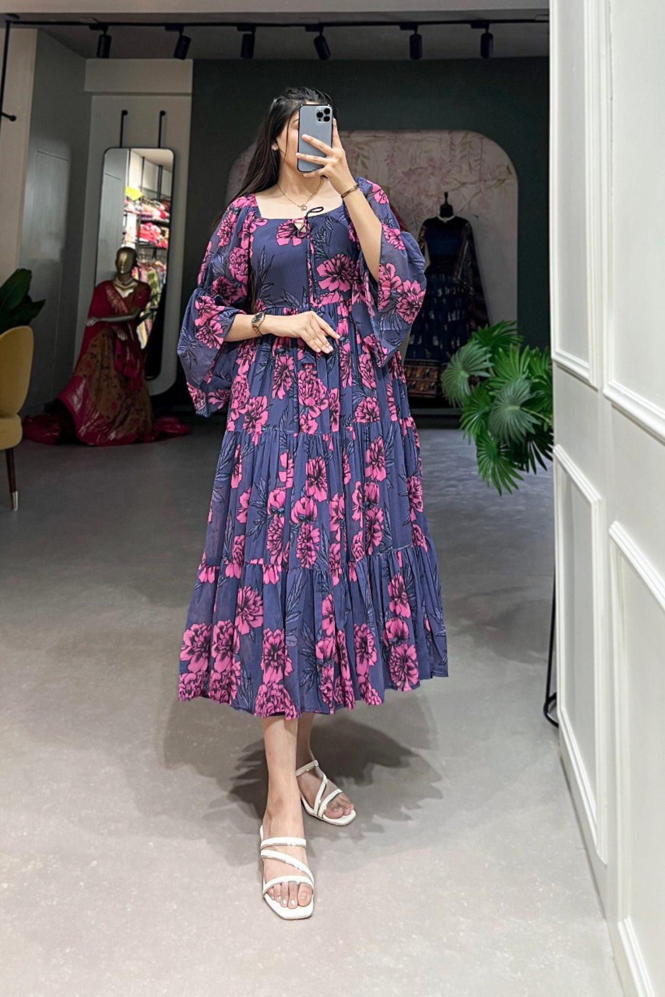 Floral Printed Georgette Dress