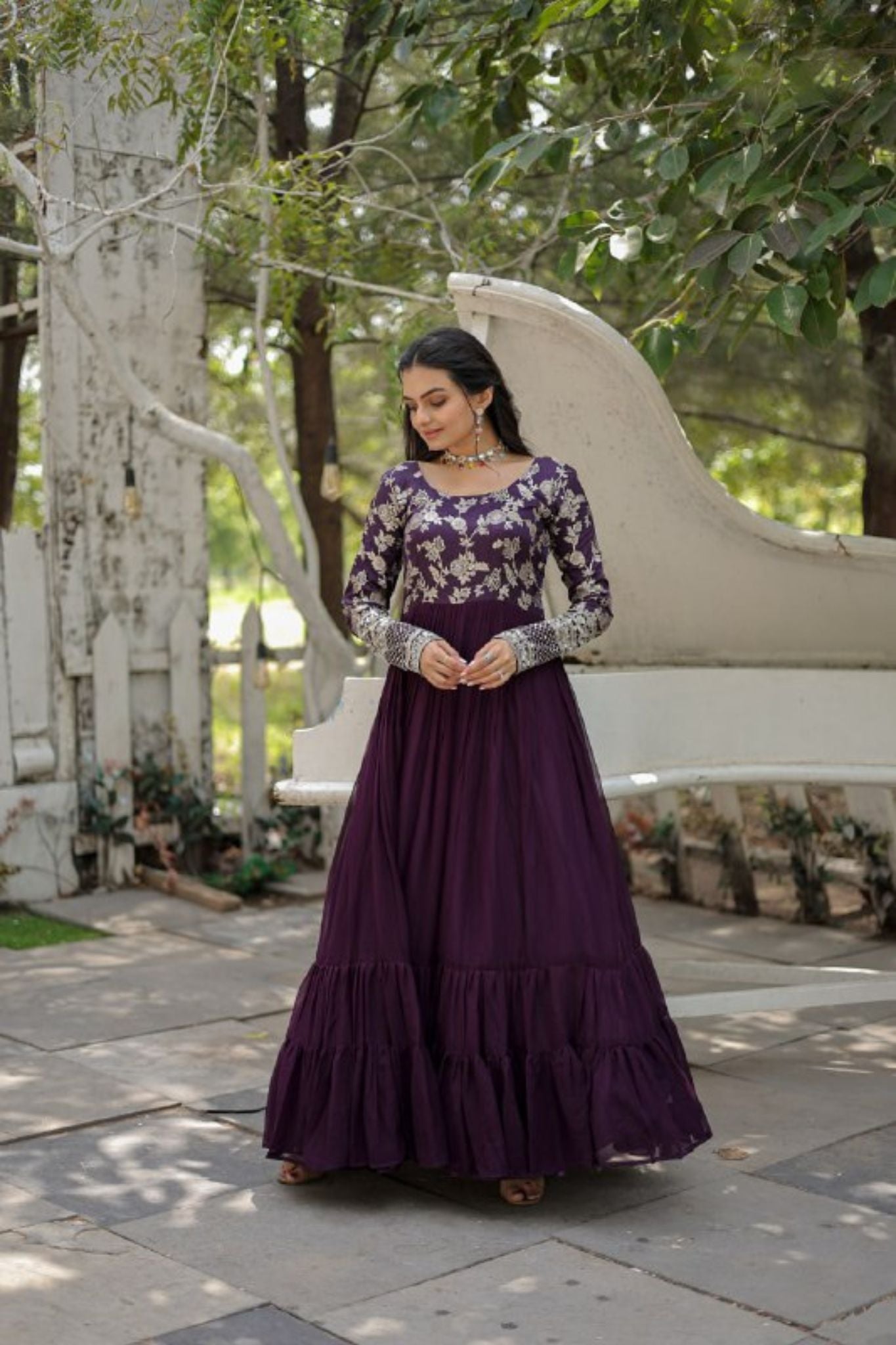 Luxurious Jacquard Gown With Sequins Embroidered Work