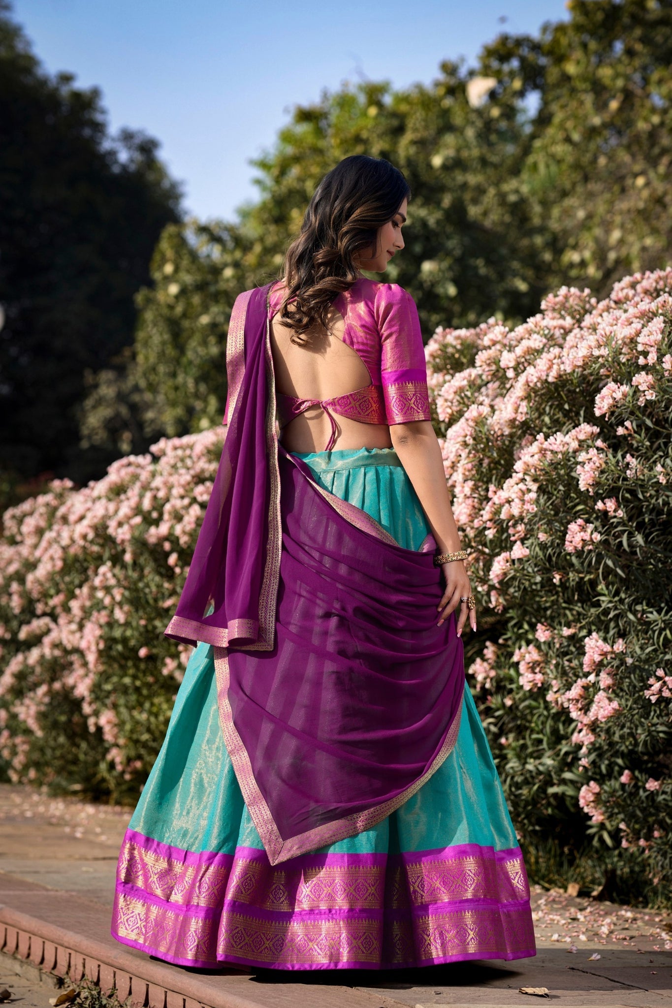 South Style Kanchipuram Silk Lehenga Choli