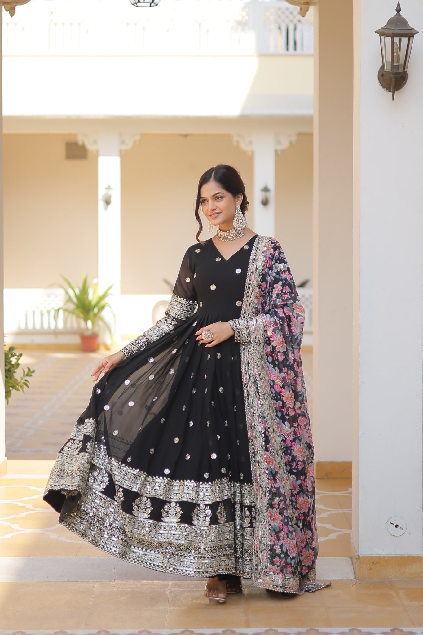 Stylish Beautiful Designer Women Gown With Dupatta Set