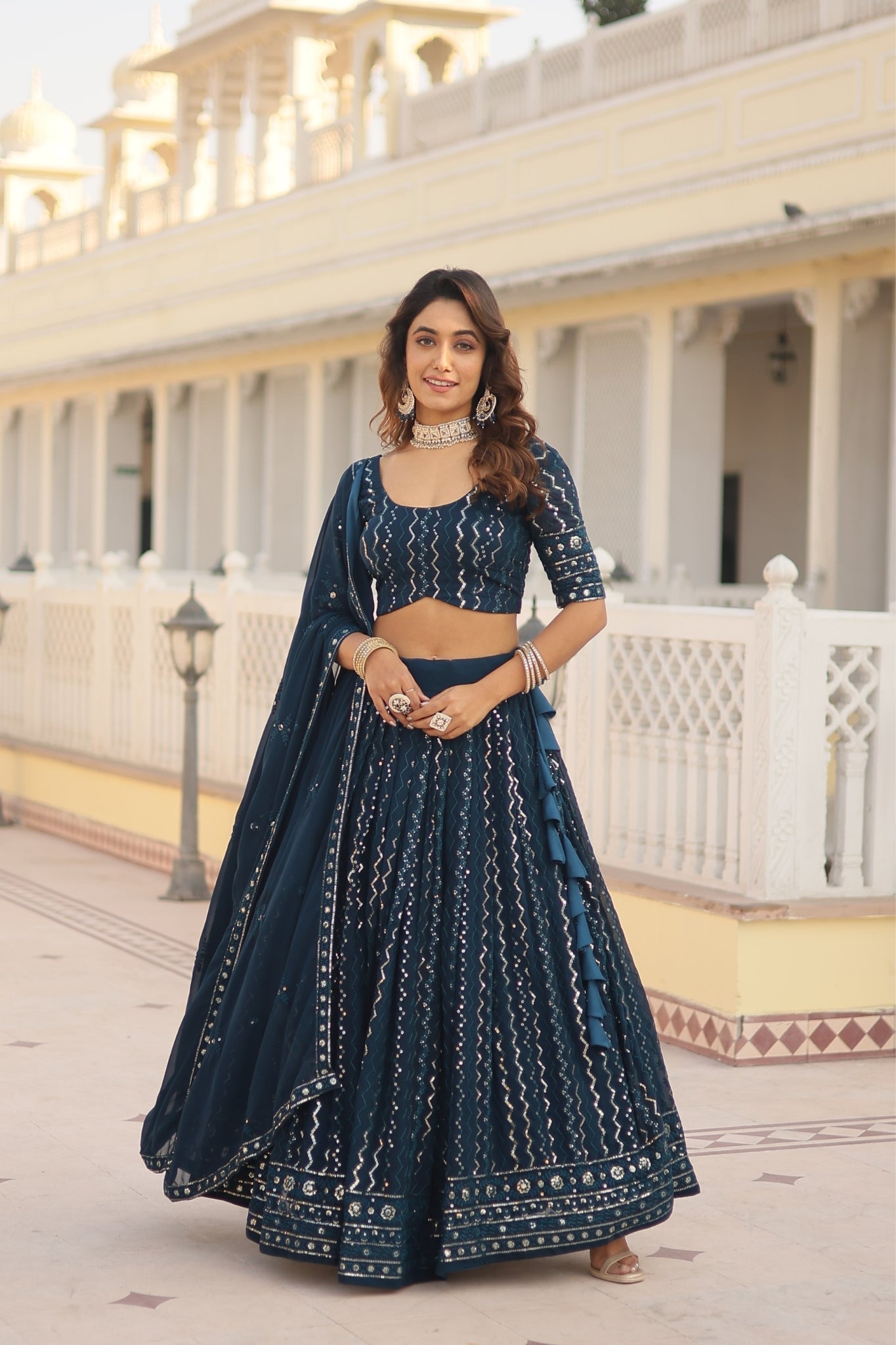 Thread Stunning Sequins Embroidered Lehenga Choli